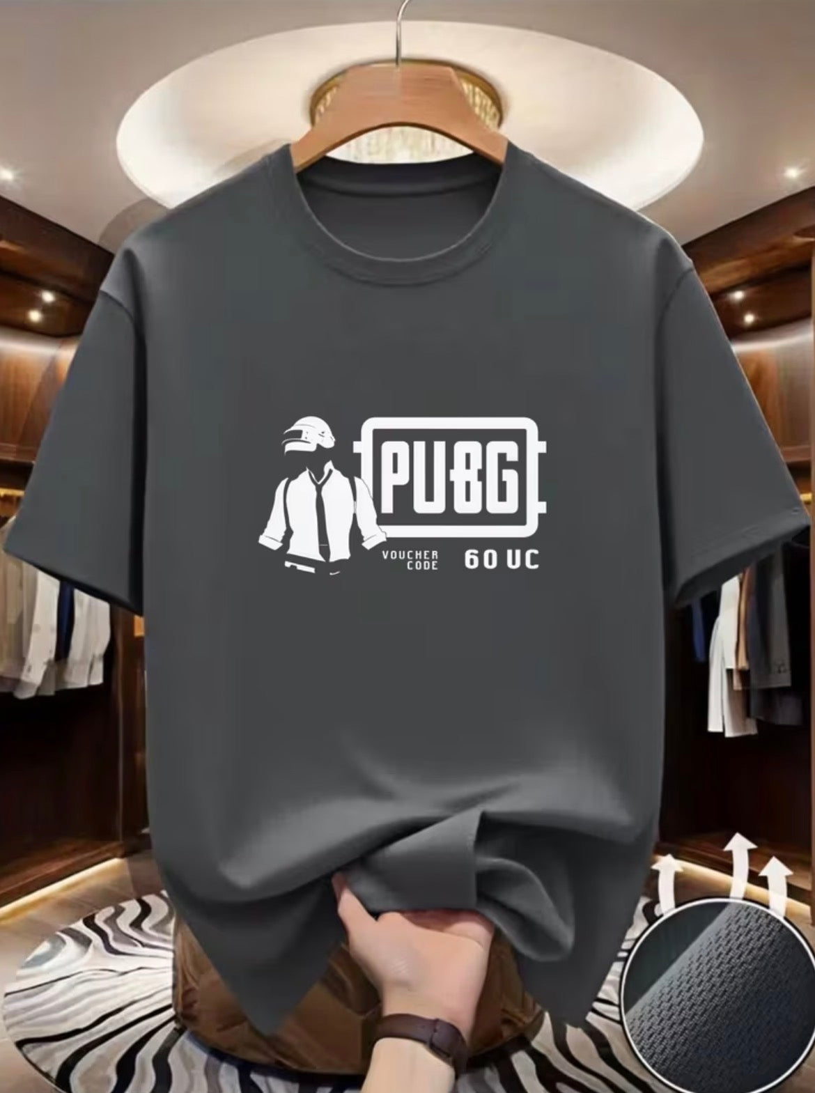 Gamer Battle T-Shirt + FREE 60 UC Voucher - Dark Grey